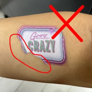 Temporary Tattoo Sticker Printing - Sample of sticker with insufficient safety margin