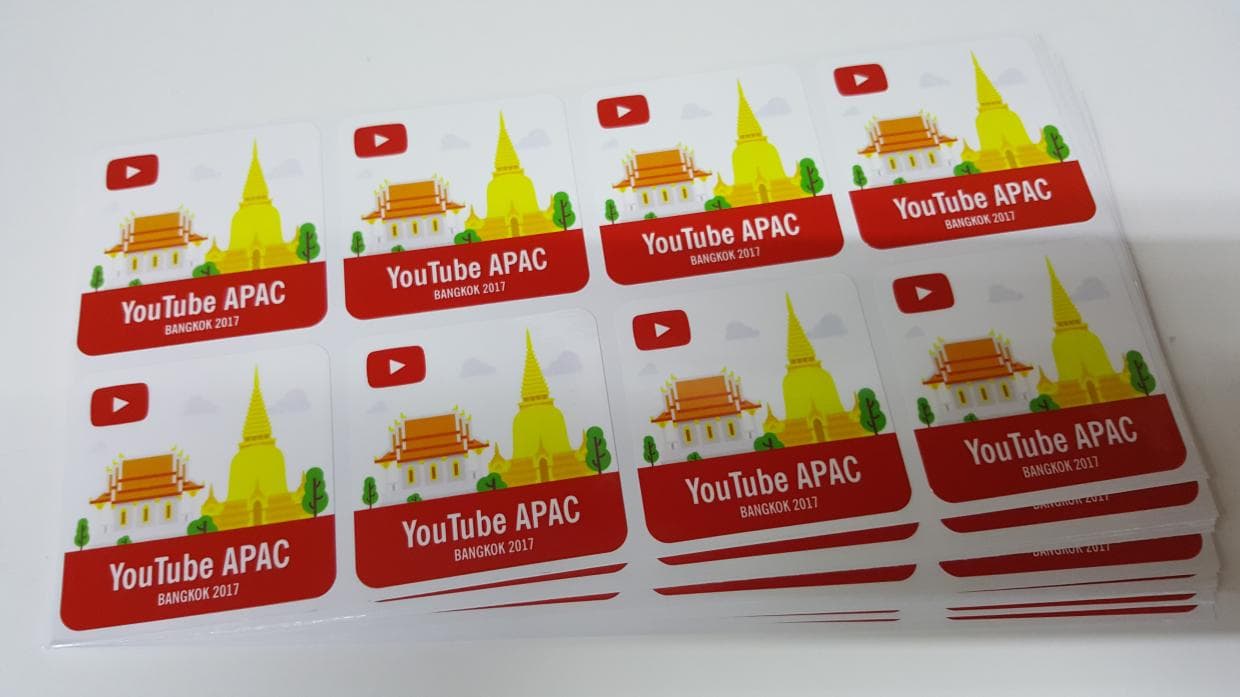 PVC (White) Rounded Rectangular Sticker Printing for YouTube event