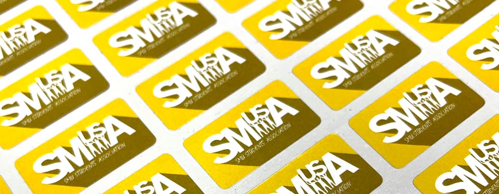 Synthetic Waterproof Rounded Rectangle Shape Sticker Printing for a community